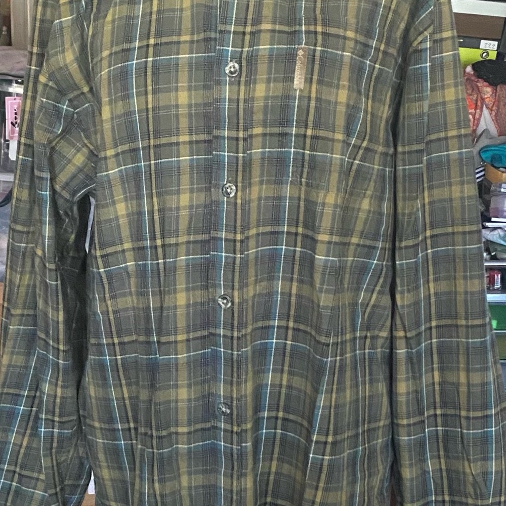 Columbia Green and Blue Plaid Shirt